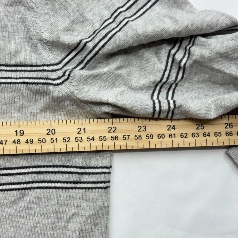 Banana Republic Men Large Grey Striped Silk Cotton Cashmere Lux Pullover Sweater